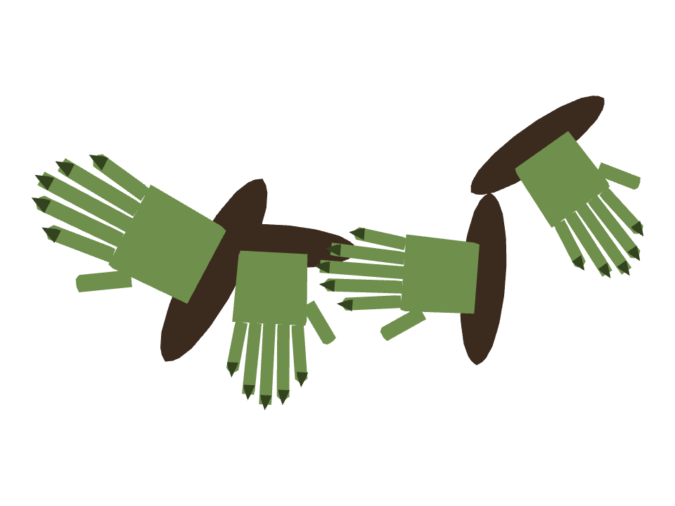Zombie Hand drawn along a curved stroke