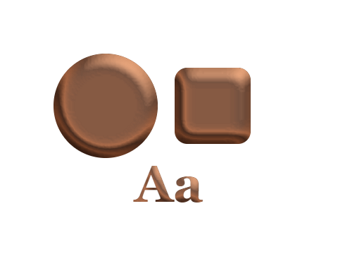 Aged Copper applied to a shape and a letterform