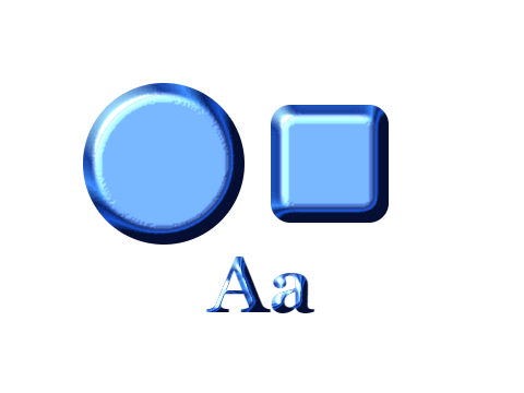 Anodised Blue applied to a shape and a letterform
