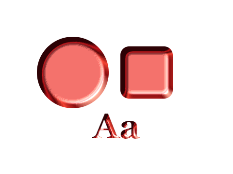 Anodised Red applied to a shape and a letterform