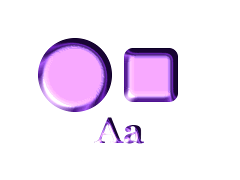 Anodised Violet applied to a shape and a letterform