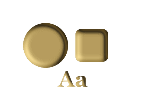 Antique Brass applied to a shape and a letterform