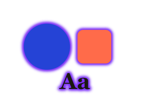 Arcane Purple applied to a shape and a letterform