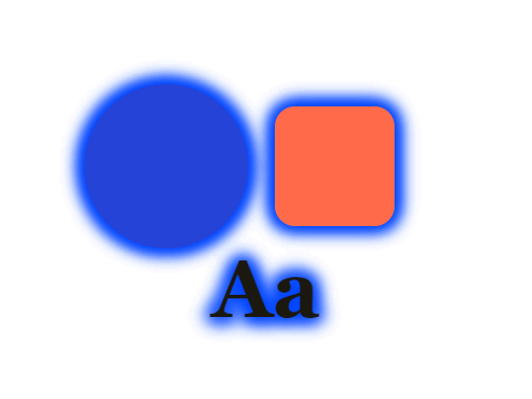 Beacon Blue applied to a shape and a letterform