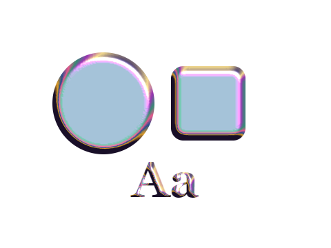 Bismuth applied to a shape and a letterform