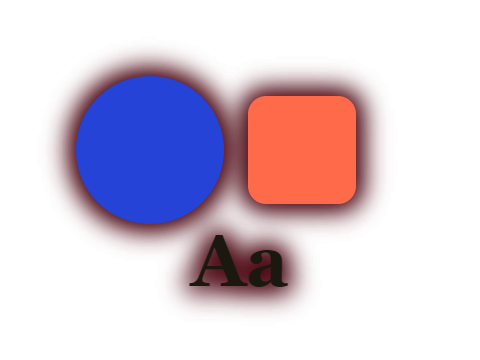 Blood Aura applied to a shape and a letterform