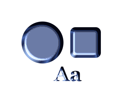 Blued Steel applied to a shape and a letterform