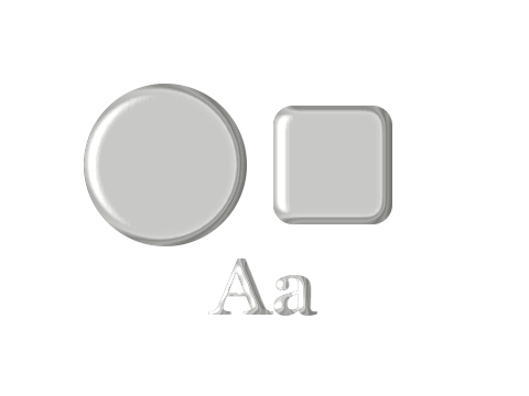 Brushed Nickel applied to a shape and a letterform