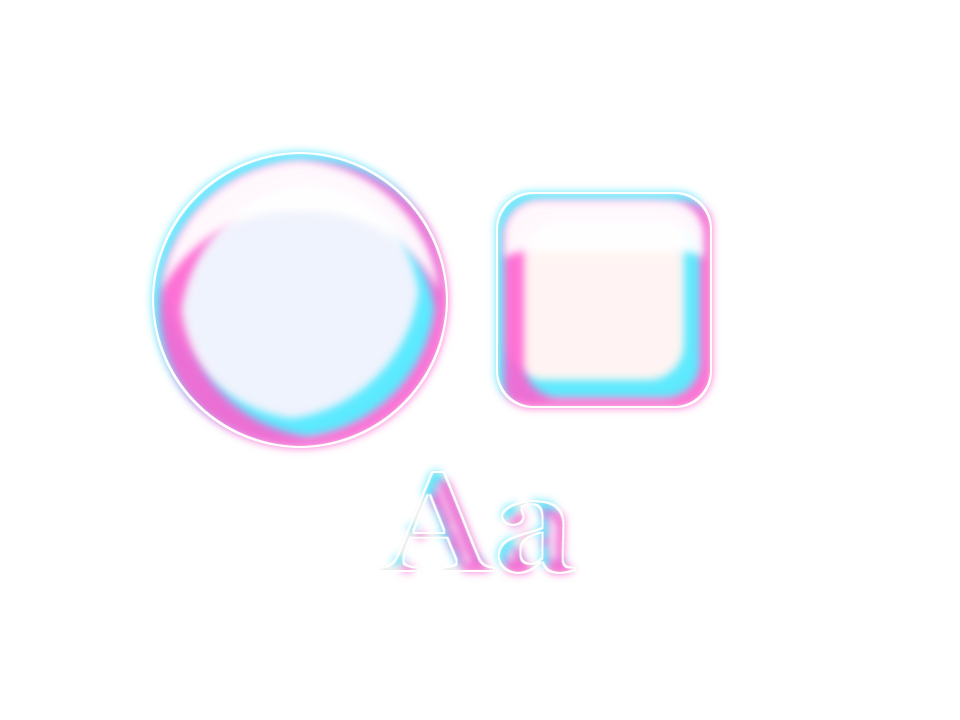 Bubble Glass applied to a shape and a letterform