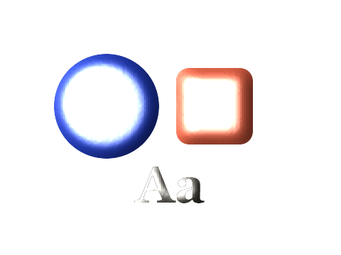 Cabochon applied to a shape and a letterform