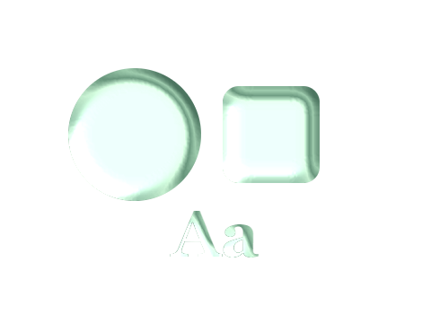 Celadon Glaze applied to a shape and a letterform