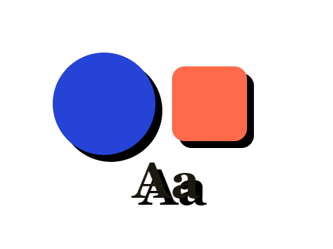 Comic Drop applied to a shape and a letterform