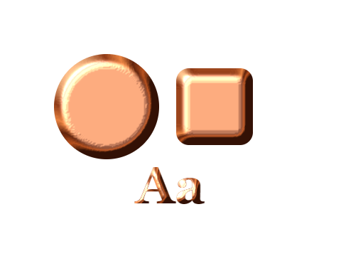 Copper Penny applied to a shape and a letterform