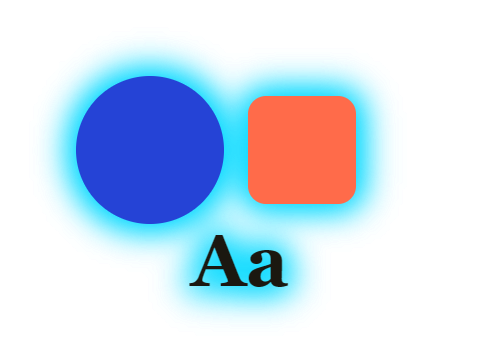 Cyan Halo applied to a shape and a letterform