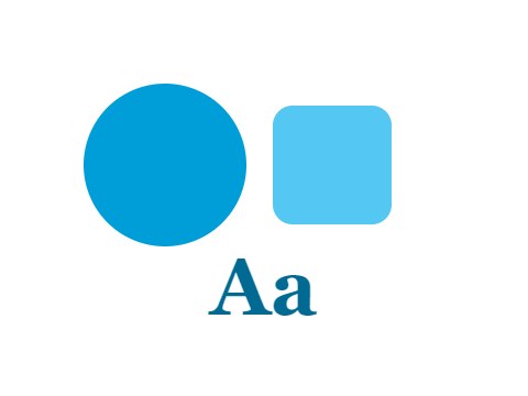 Cyan Plate applied to a shape and a letterform
