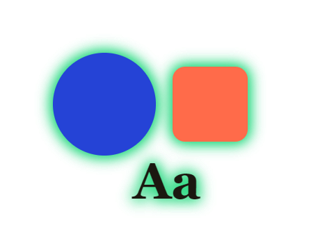 Emerald Bloom applied to a shape and a letterform