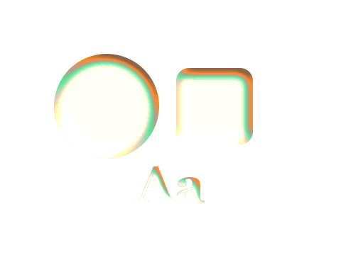 Fire Opal applied to a shape and a letterform