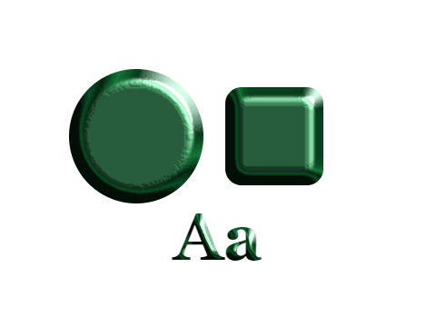 Gloss Enamel applied to a shape and a letterform