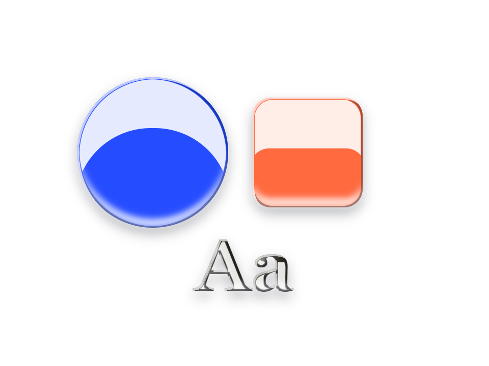 Gloss Pill applied to a shape and a letterform