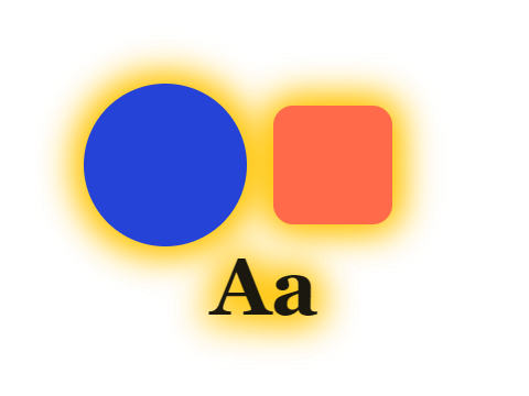 Gold Halo applied to a shape and a letterform
