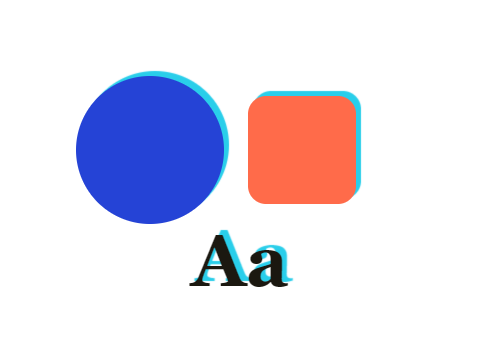 Hard Drop, Cyan applied to a shape and a letterform