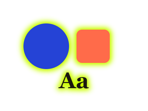 Hi Vis Lime applied to a shape and a letterform
