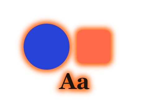 Hi Vis Orange applied to a shape and a letterform