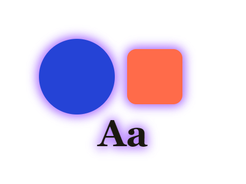 Lilac Bloom applied to a shape and a letterform