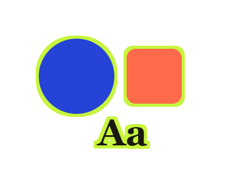 Lime Pop applied to a shape and a letterform