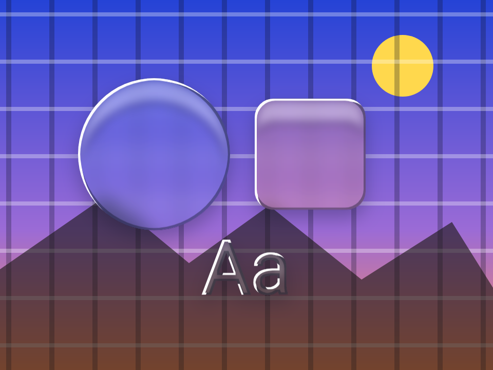Liquid Blur applied to a shape and a letterform