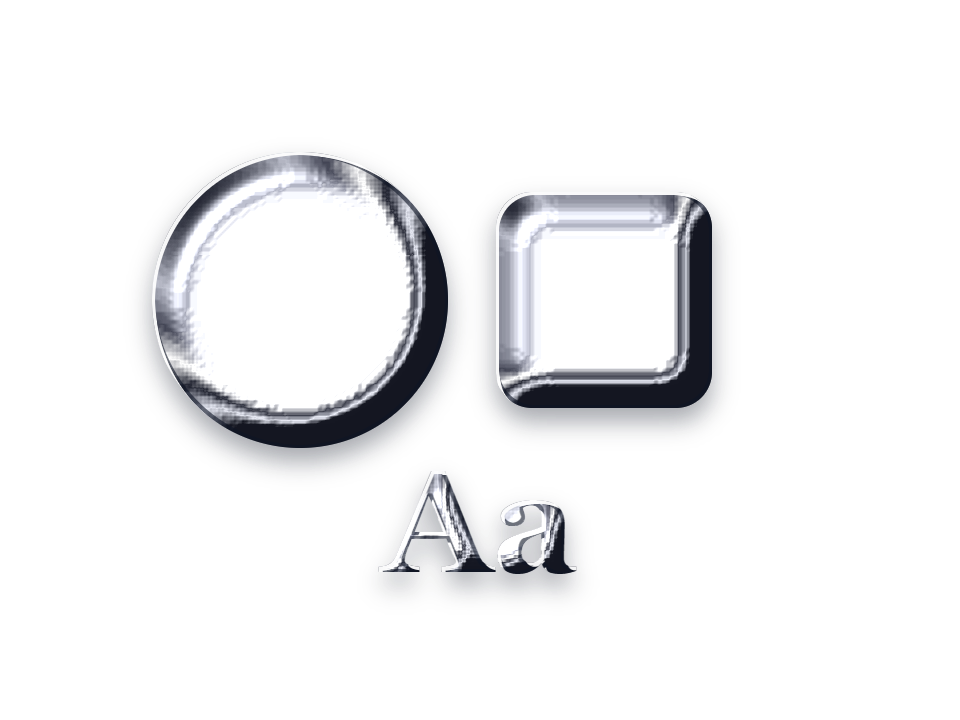 Liquid Chrome applied to a shape and a letterform