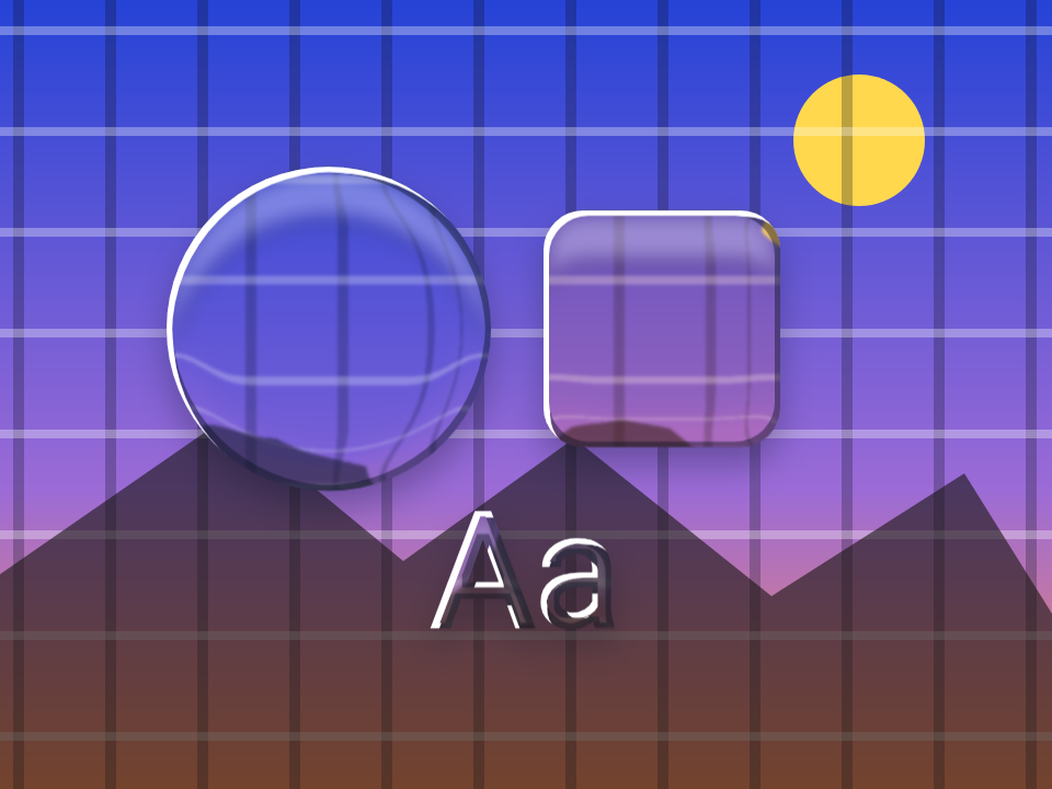 Liquid Lens applied to a shape and a letterform