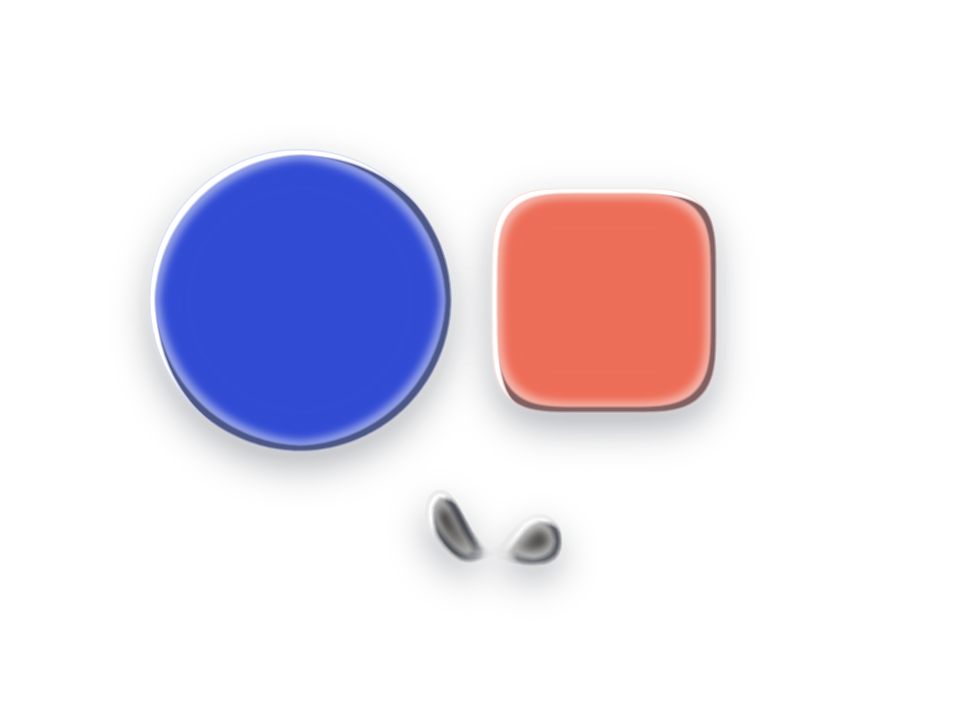 Liquid Merge applied to a shape and a letterform