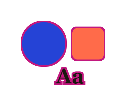 Magenta Cut applied to a shape and a letterform