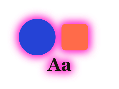 Magenta Halo applied to a shape and a letterform