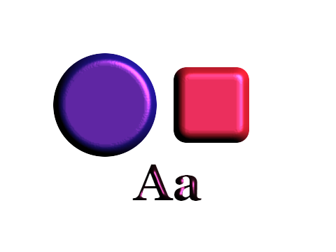 Magenta Key Light applied to a shape and a letterform