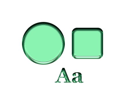 Malachite applied to a shape and a letterform