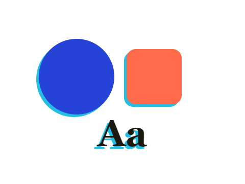 Misprint Cyan applied to a shape and a letterform