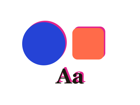 Misprint Magenta applied to a shape and a letterform