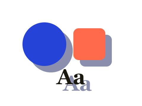 Navy Cast applied to a shape and a letterform