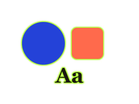 Neon Lime applied to a shape and a letterform