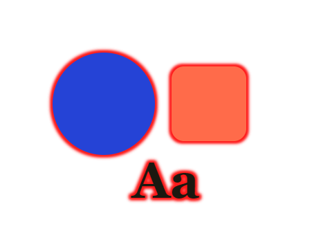 Neon Red applied to a shape and a letterform