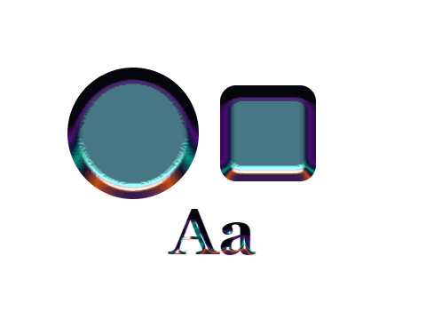 Oil Slick applied to a shape and a letterform