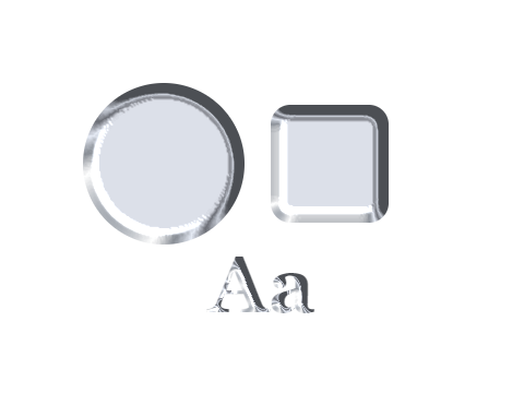 Platinum applied to a shape and a letterform