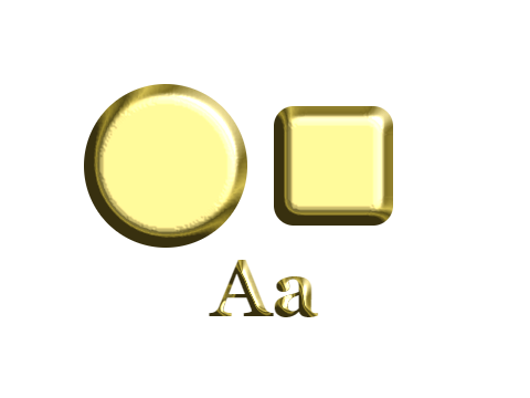Polished Brass applied to a shape and a letterform