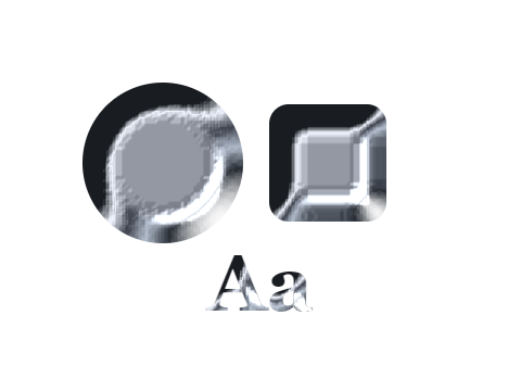 Quicksilver applied to a shape and a letterform