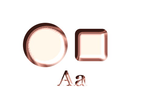 Rose Gold applied to a shape and a letterform