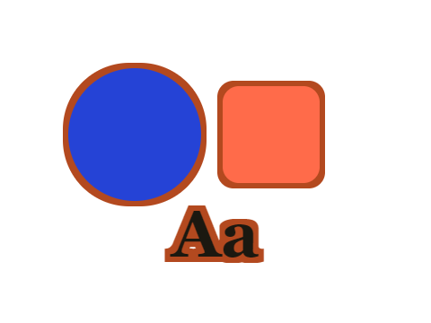 Rust Edge applied to a shape and a letterform