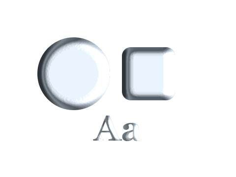 Stainless Steel applied to a shape and a letterform