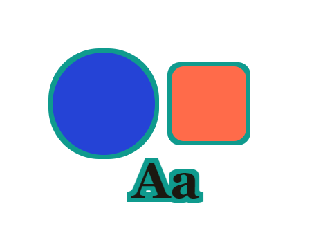 Teal Border applied to a shape and a letterform